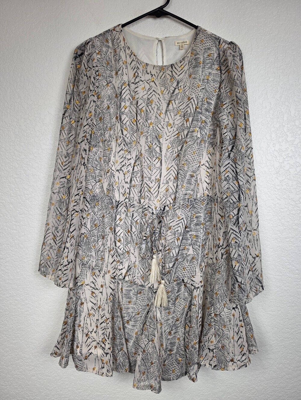 Anthropologie En Crème Printed Long Sleeve Dress S